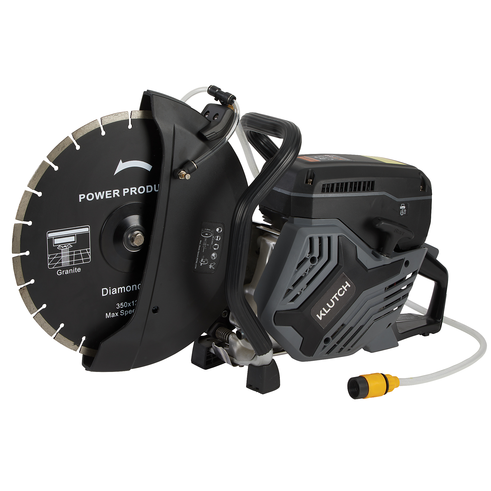 Klutch Gas-Powered Concrete Cut Saw, 4.7 HP, 14in. Blade Dia., 5in. Cutting Depth